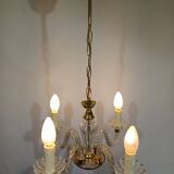 Lustre 4 lumières verre et laiton