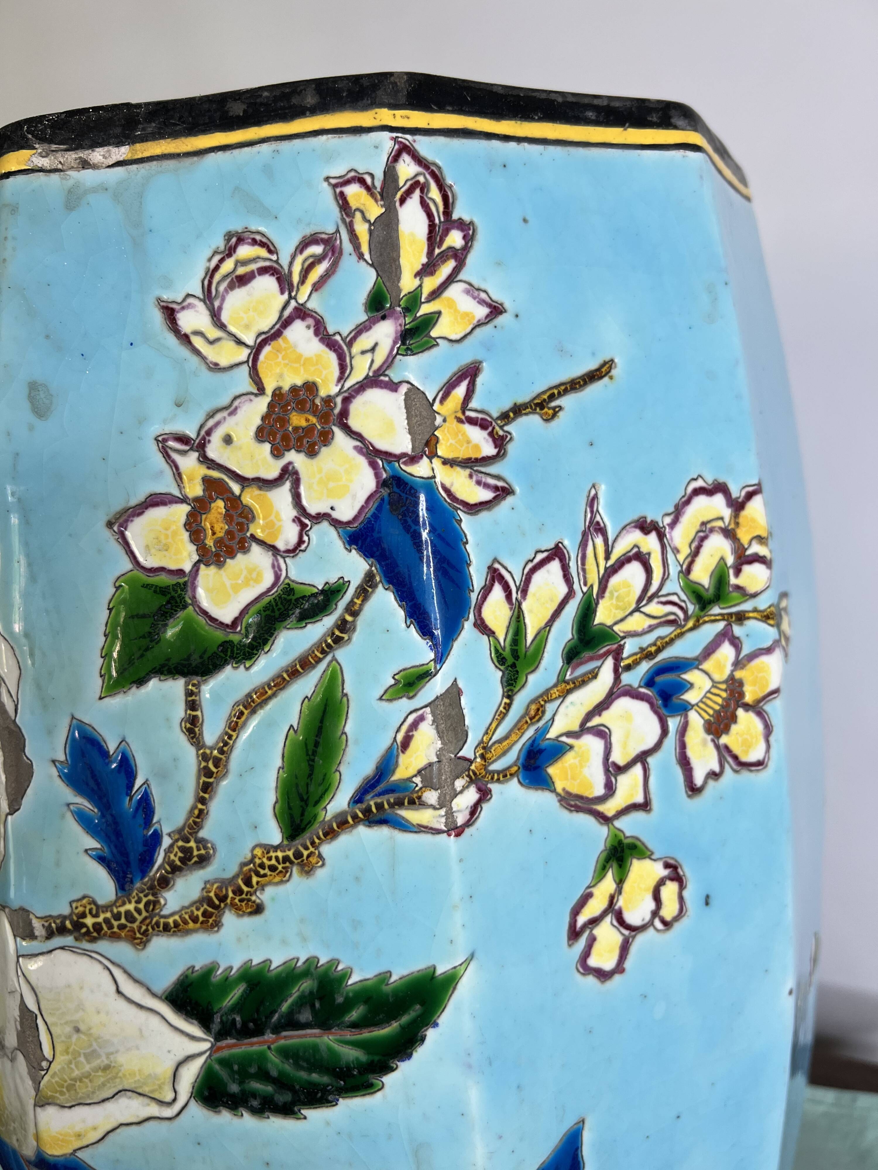 Large Japanese-style garden stool in turquoise glazed ceramic.