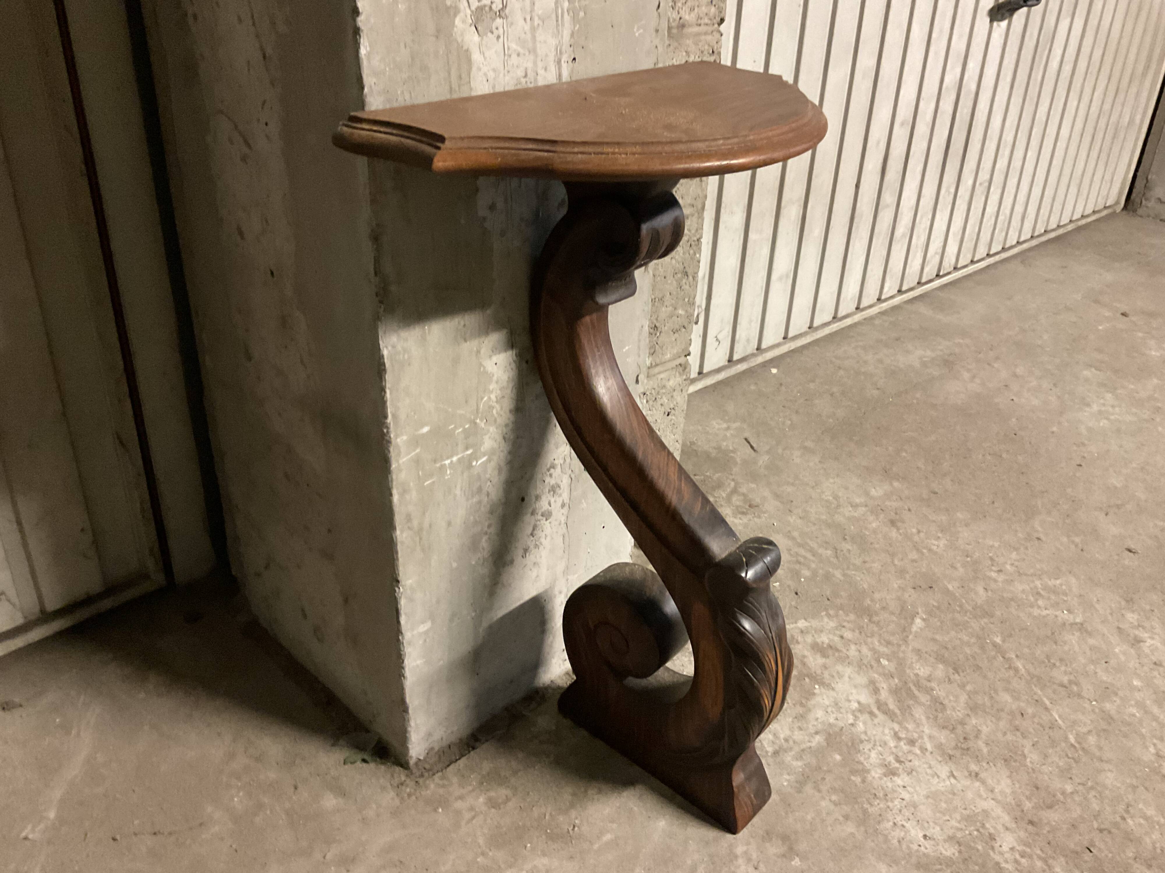 Pair of solid walnut wall consoles Napoleon III 19th century