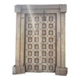 Old Indian door in old teak, piece and patina of origin