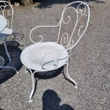 Old wrought iron garden furniture 3 armchairs + 2 chairs