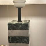 Pair of white and green marble lamps, 1970's