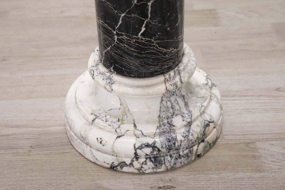 Antique black and white marble column, Italy, late 19th century