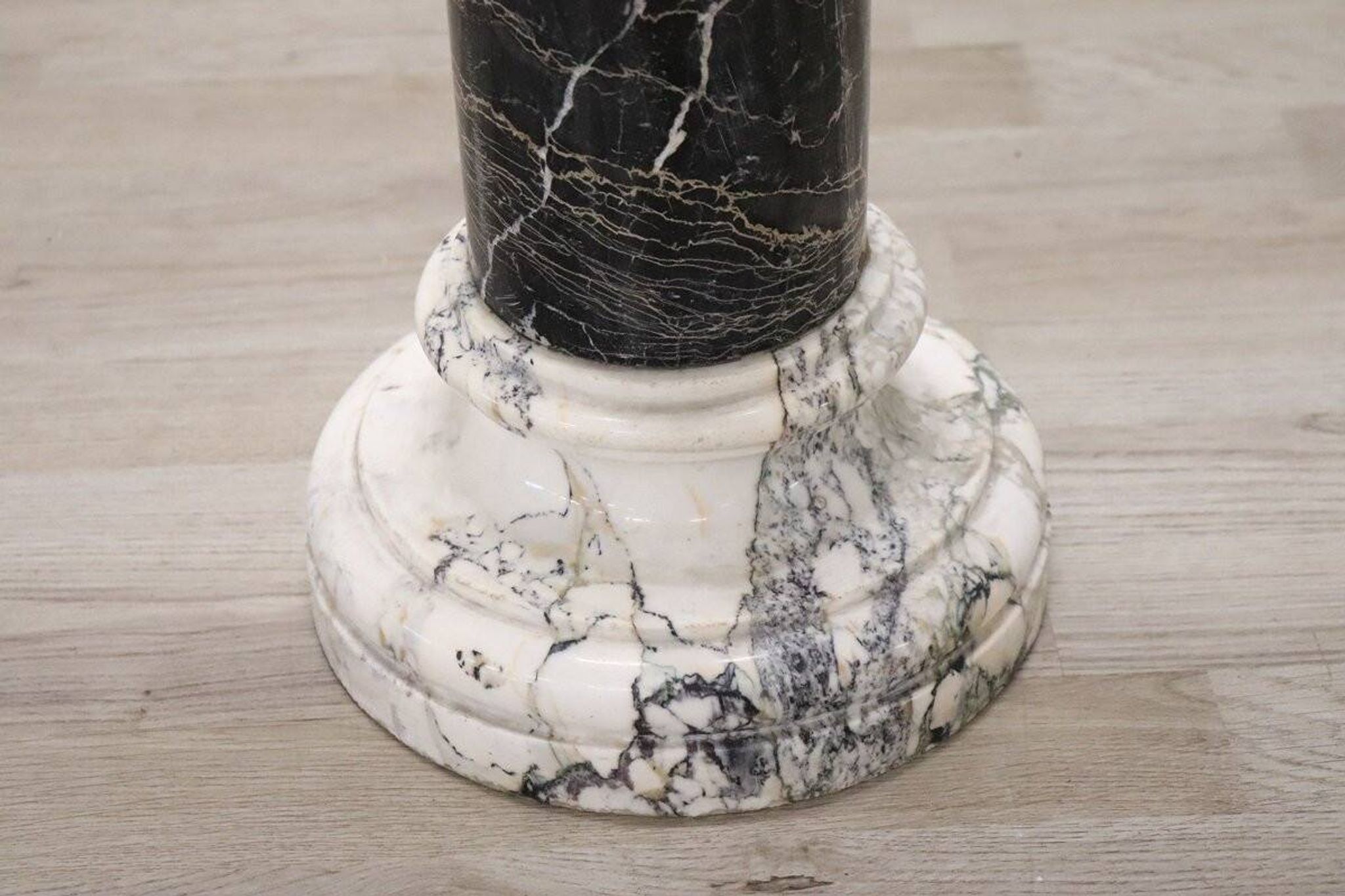 Antique black and white marble column, Italy, late 19th century
