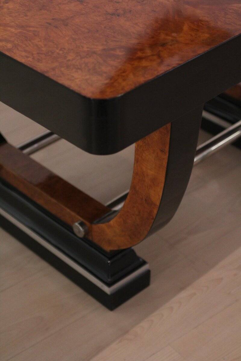 Expandable Art Deco Dining Table, Thuja Roots, Lacquered, France, circa 1930