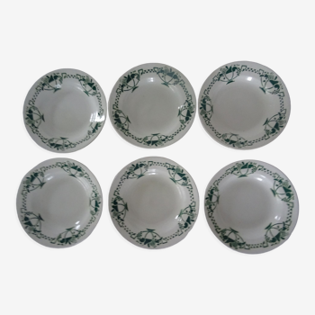 6 plates 517112 saint Amand old earthenware hollow fruits art deco green