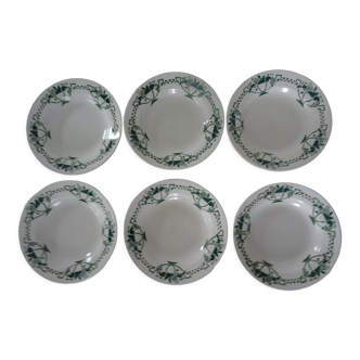 6 plates 517112 saint Amand old earthenware hollow fruits art deco green