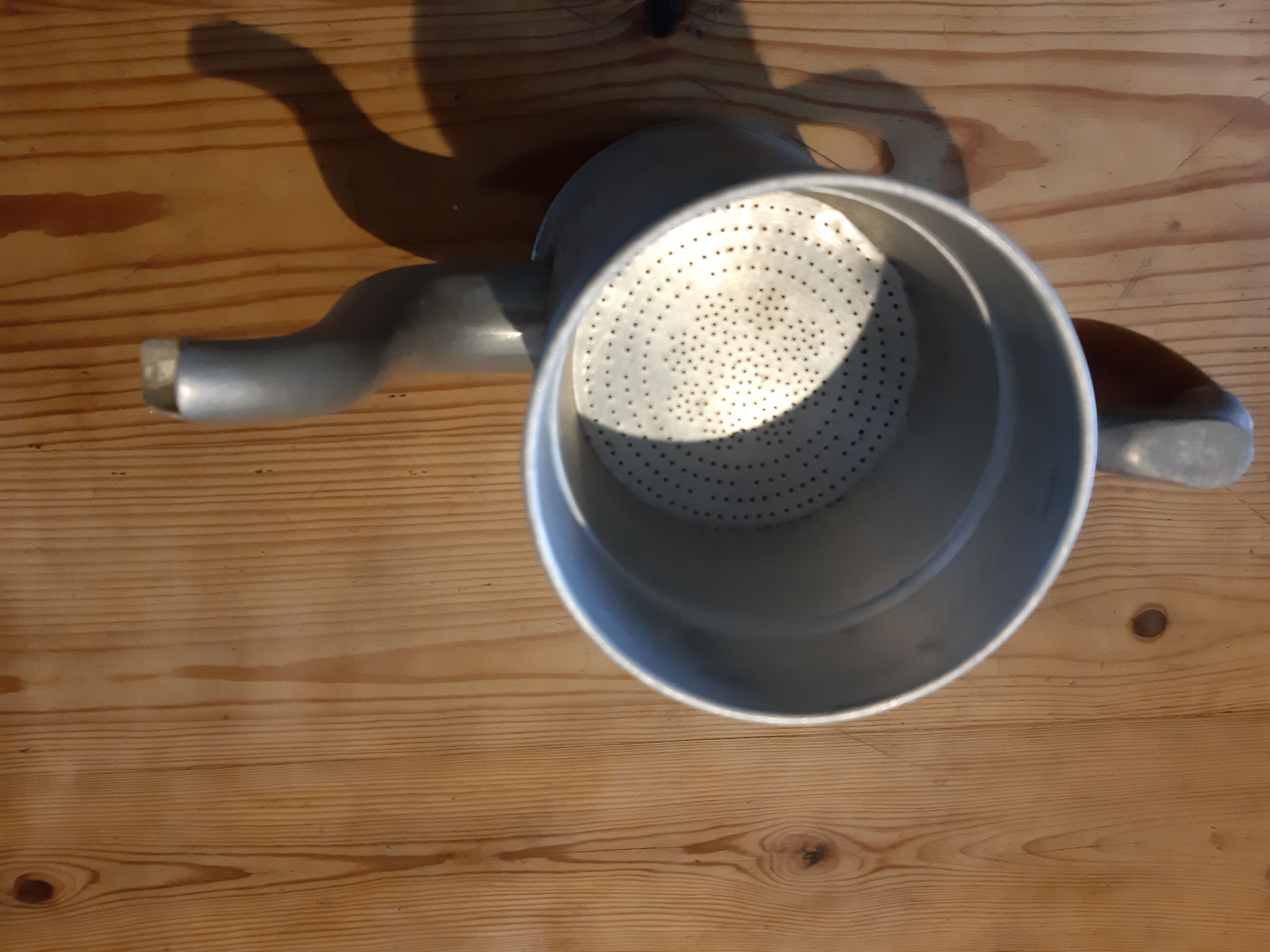 Old aluminium coffee pot