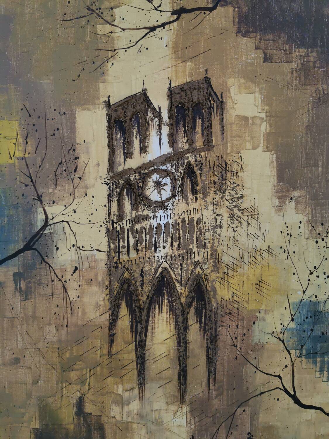 Notre Dame painting original signed 1964