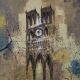 Notre Dame painting original signed 1964