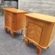 Pair of vintage curved wood bedside tables art deco style