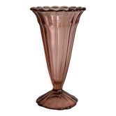 Vintage style translucent pink thick glass vase