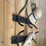 Old black curved wooden coat rack