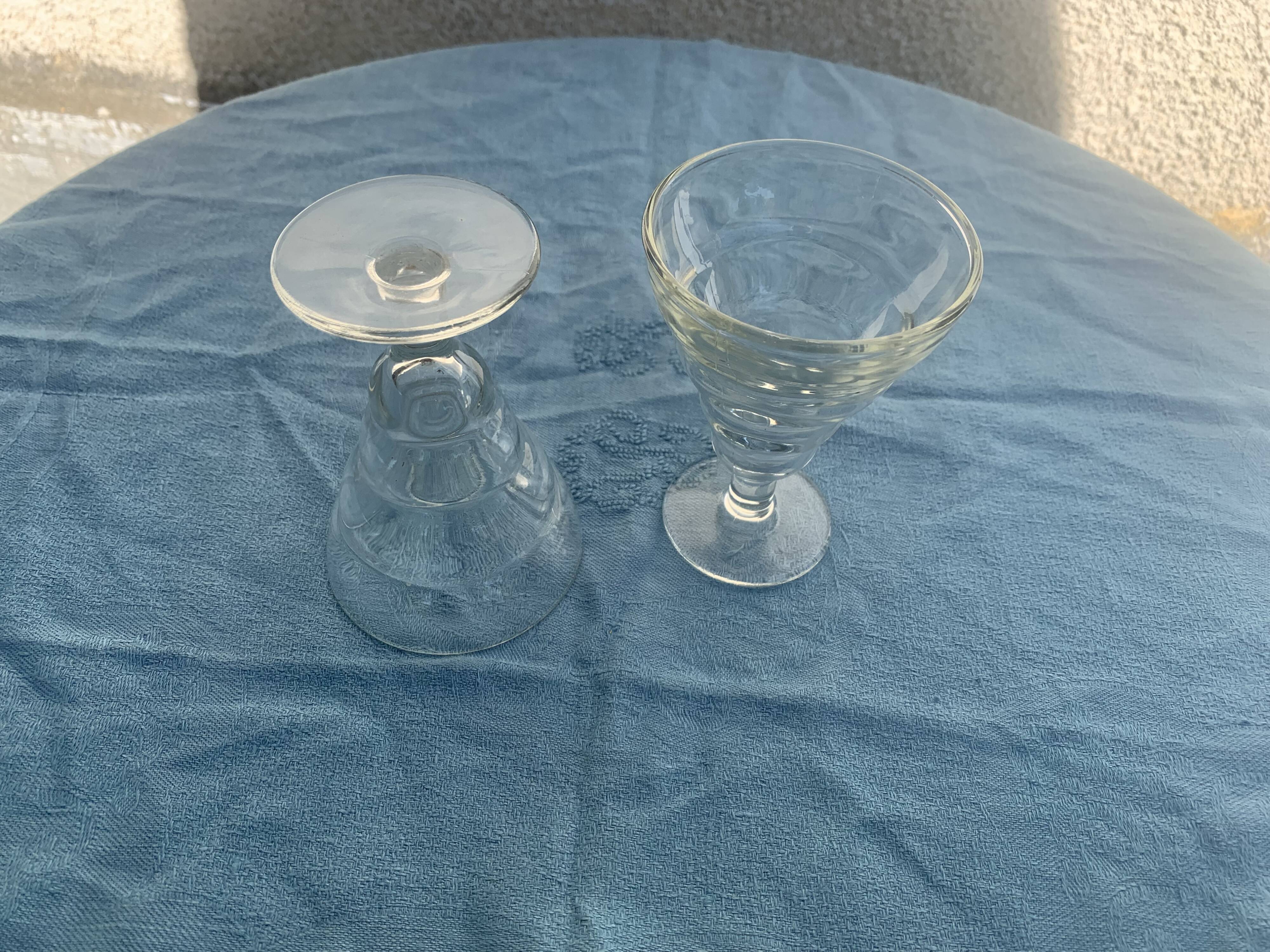 6 old transparent glass port glasses