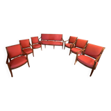 Empire lounge set: gondola bench with 4 legs + 6 matching armchairs