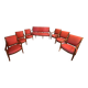 Empire lounge set: gondola bench with 4 legs + 6 matching armchairs