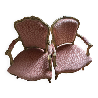 Fauteuils cabriolets (style Louis XV) en velours