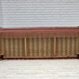 1970s, Danish 3-seater sofa, salmon pink furniture velour, beech wood.