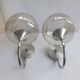 Pair of 1980s chrome metal and smoked glass wall lights