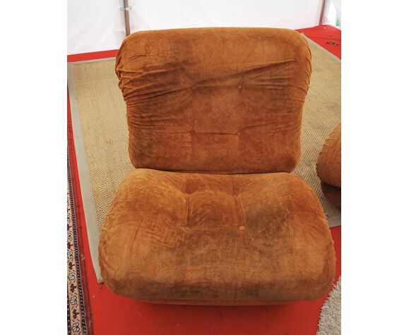 Set de 4 fauteuils vintage et pouf vintage