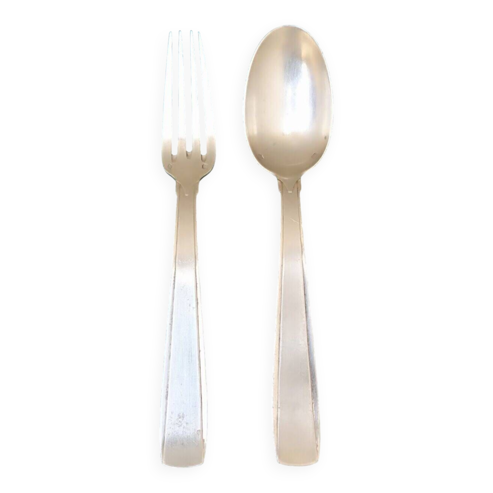 Solid silver fork and spoon Ernest Prost Paris, 1920s-1930s