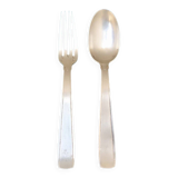 Solid silver fork and spoon Ernest Prost Paris, 1920s-1930s