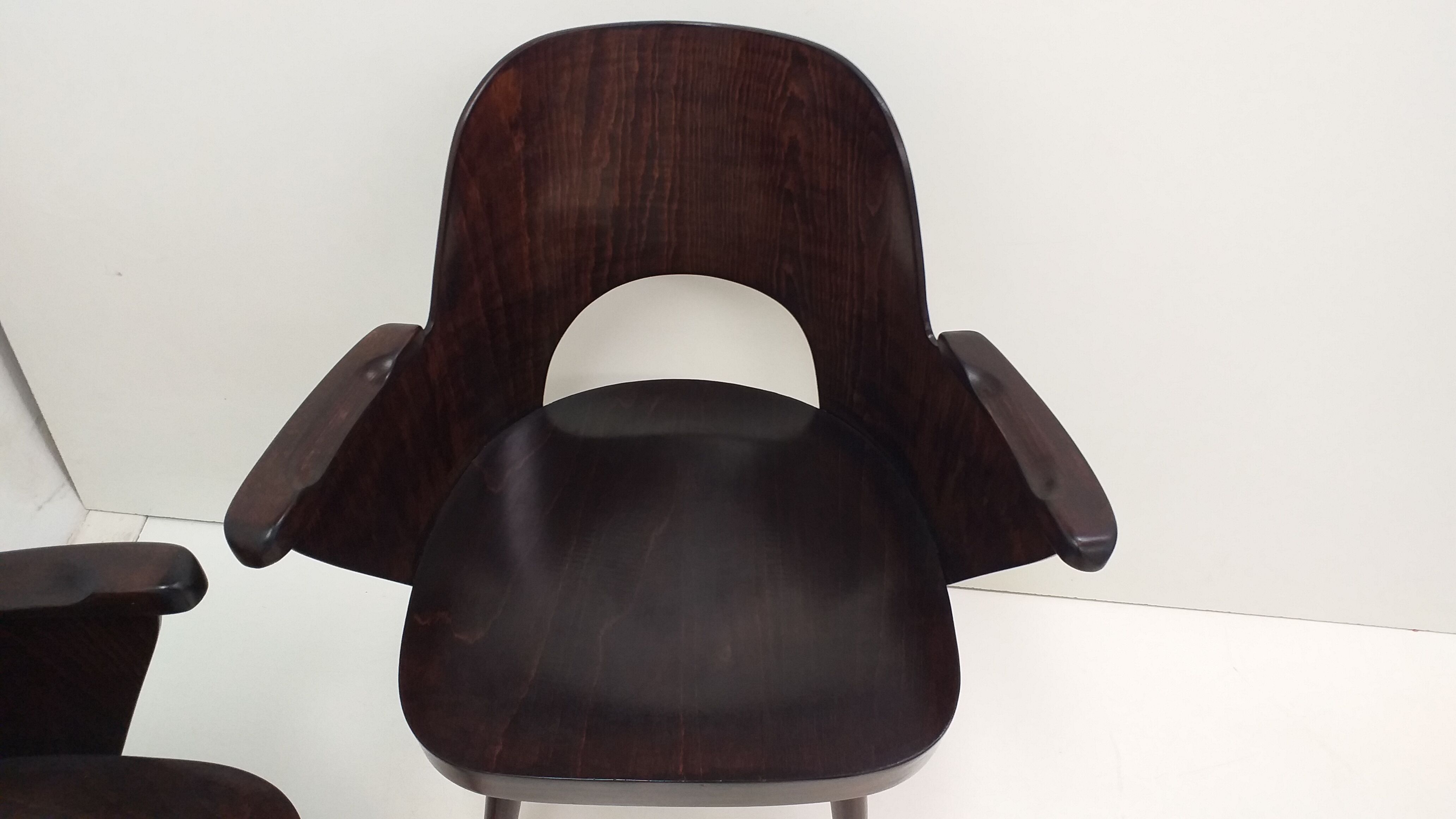 4 Oswald Haerdtl chairs for Ton, Czechoslovakia