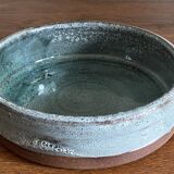 Vintage celadon blue glazed stoneware flower vase signed Pierlot at Ratilly