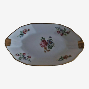 Ravier plat en porcelaine décor floral début XXème