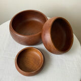 Set of three wooden salad bowls