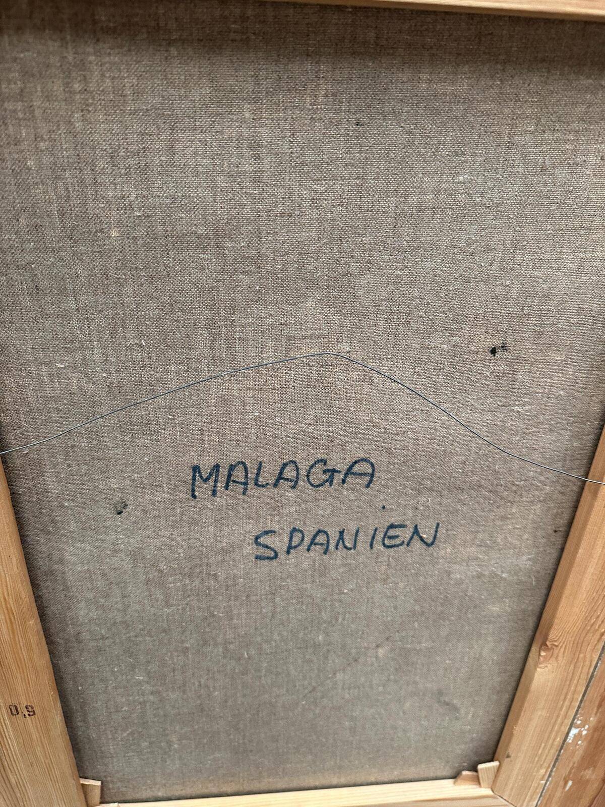Huile sur toile originale – « Malaga, Espagne » par Tage Gavik – Signé