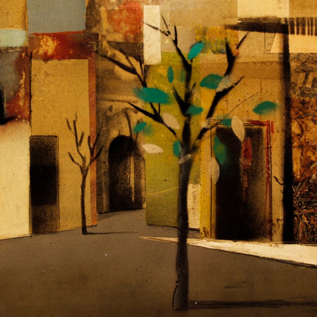 Italian painting depicting city district