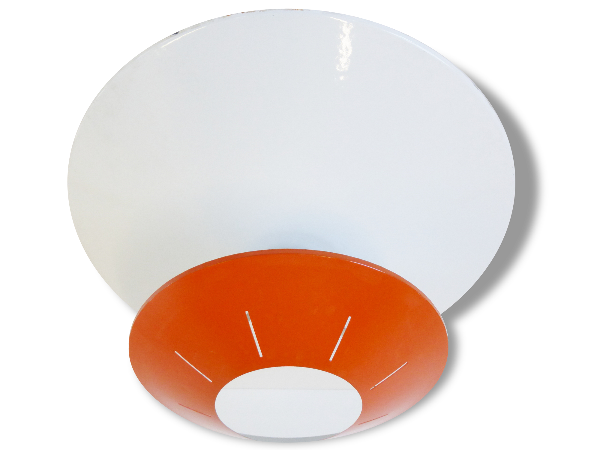 Large ceiling or wall plate orange and white vintage 1950 50s rockabilly