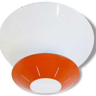 Large ceiling or wall plate orange and white vintage 1950 50s rockabilly