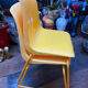 Duo of vintage Grofilex child kindergarten chairs yellow plastic