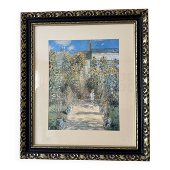 Tableau encadré reproduction Monet "Le Jardin à Vétheuil" 85x73 cm