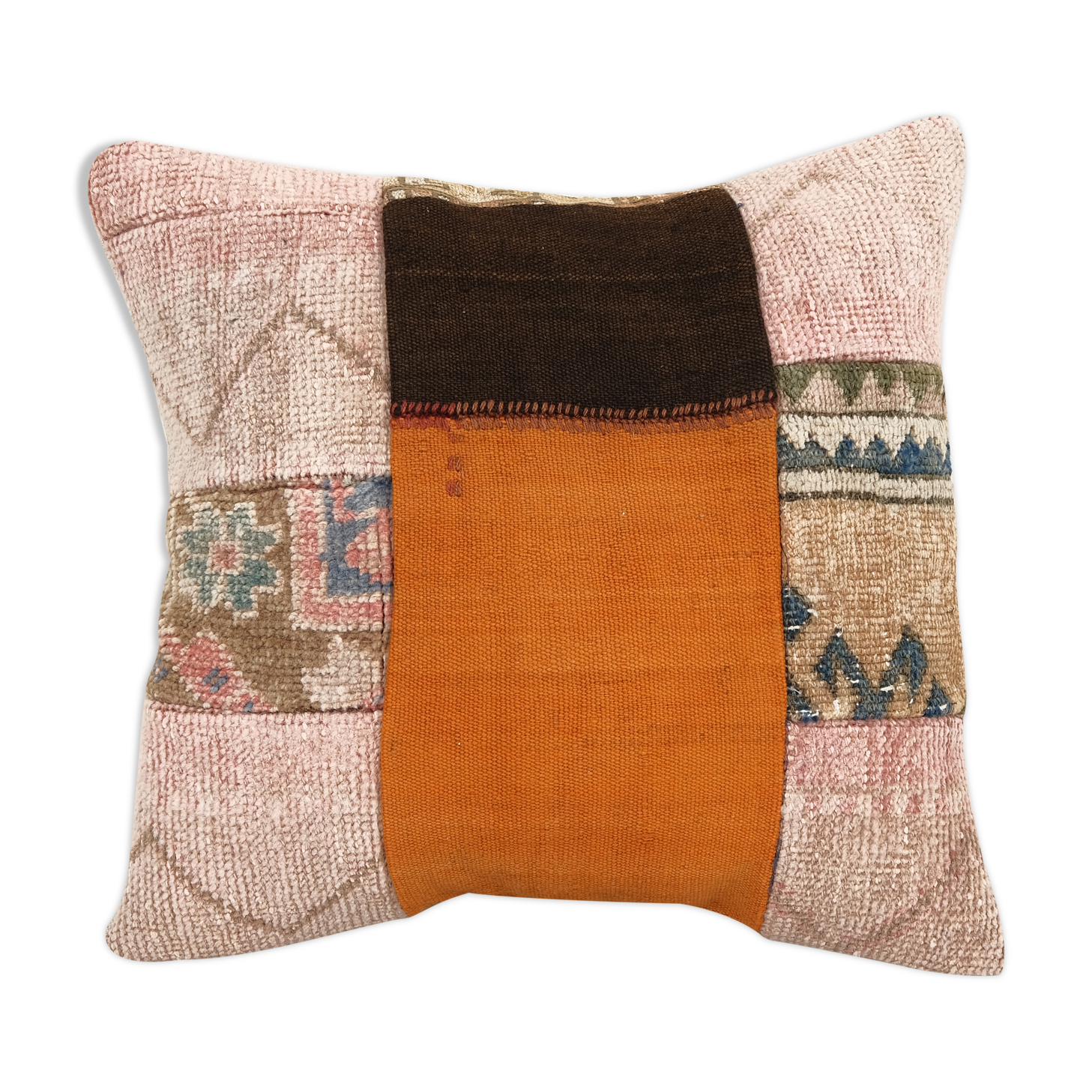 Vintage patchwork kilim rug pillow case