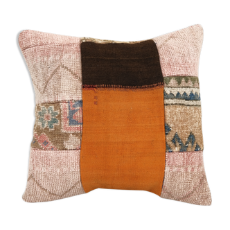 Vintage patchwork kilim rug pillow case