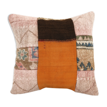 Vintage patchwork kilim rug pillow case