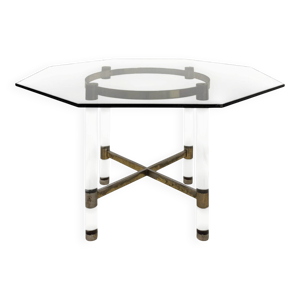 Table en laiton et verre - acrylique