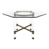 Table en laiton et verre acrylique par Sandro Petti pour Metalarte, 1970