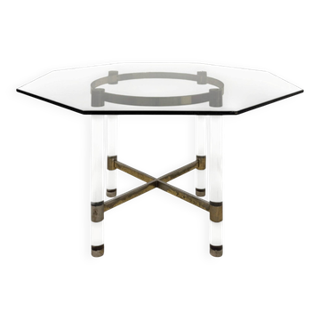Brass and acrylic glass table by Sandro Petti for Metalarte, 1970