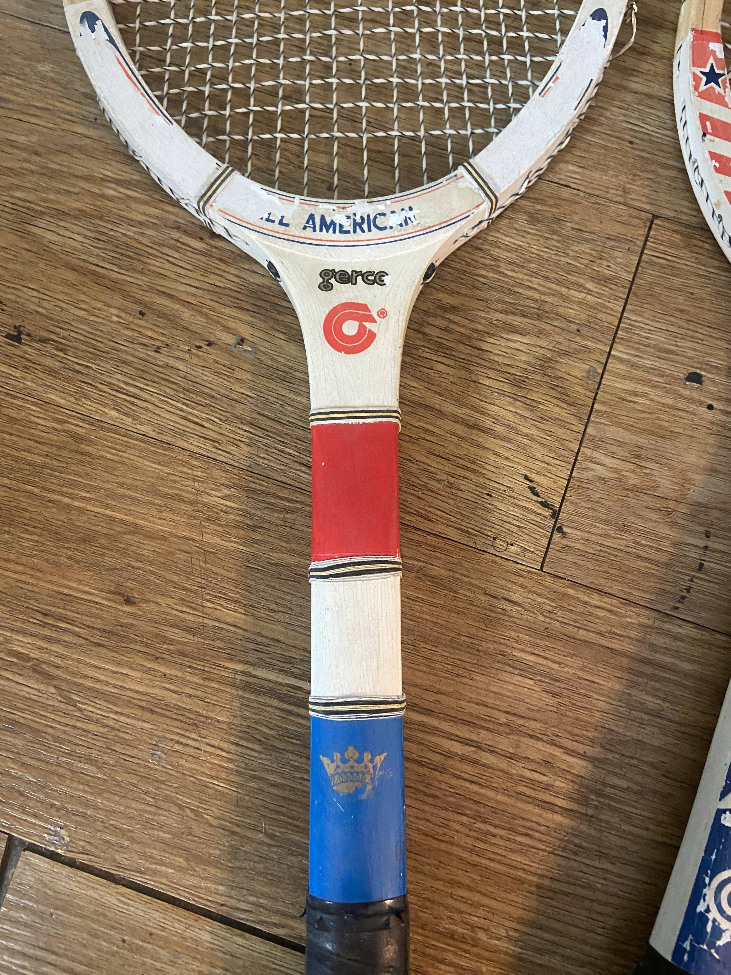 Pair of wooden tennis rackets dating from the 70s