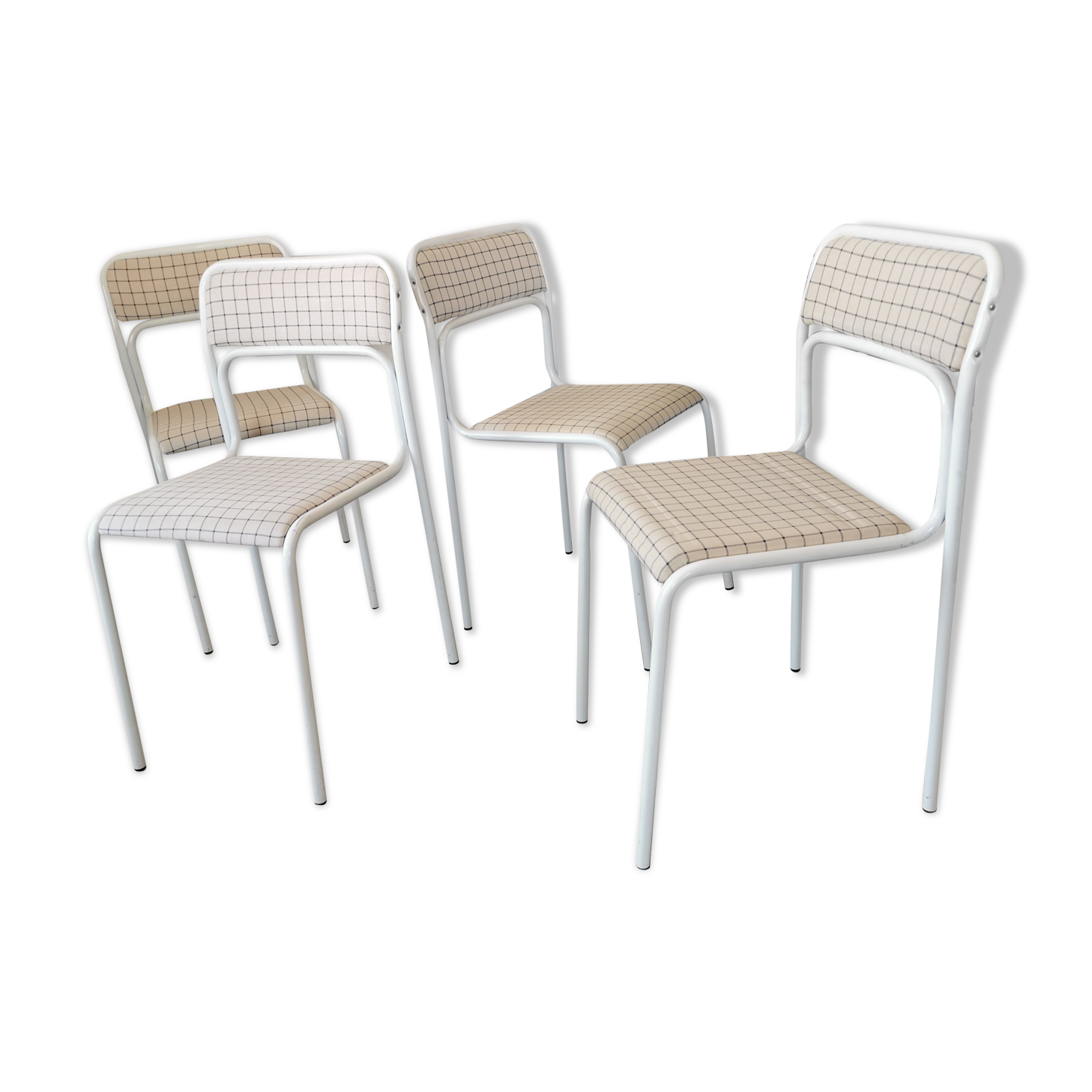 Set of 4 tubular metal chairs from the 90s