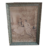Old painter's canvas embedded in a 19th century gilded wood frame