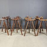 Mid century brutalist bar stools - set of 8, 1960s
