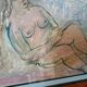 Mixed media painting on bare cardboard by Bruno Saetti