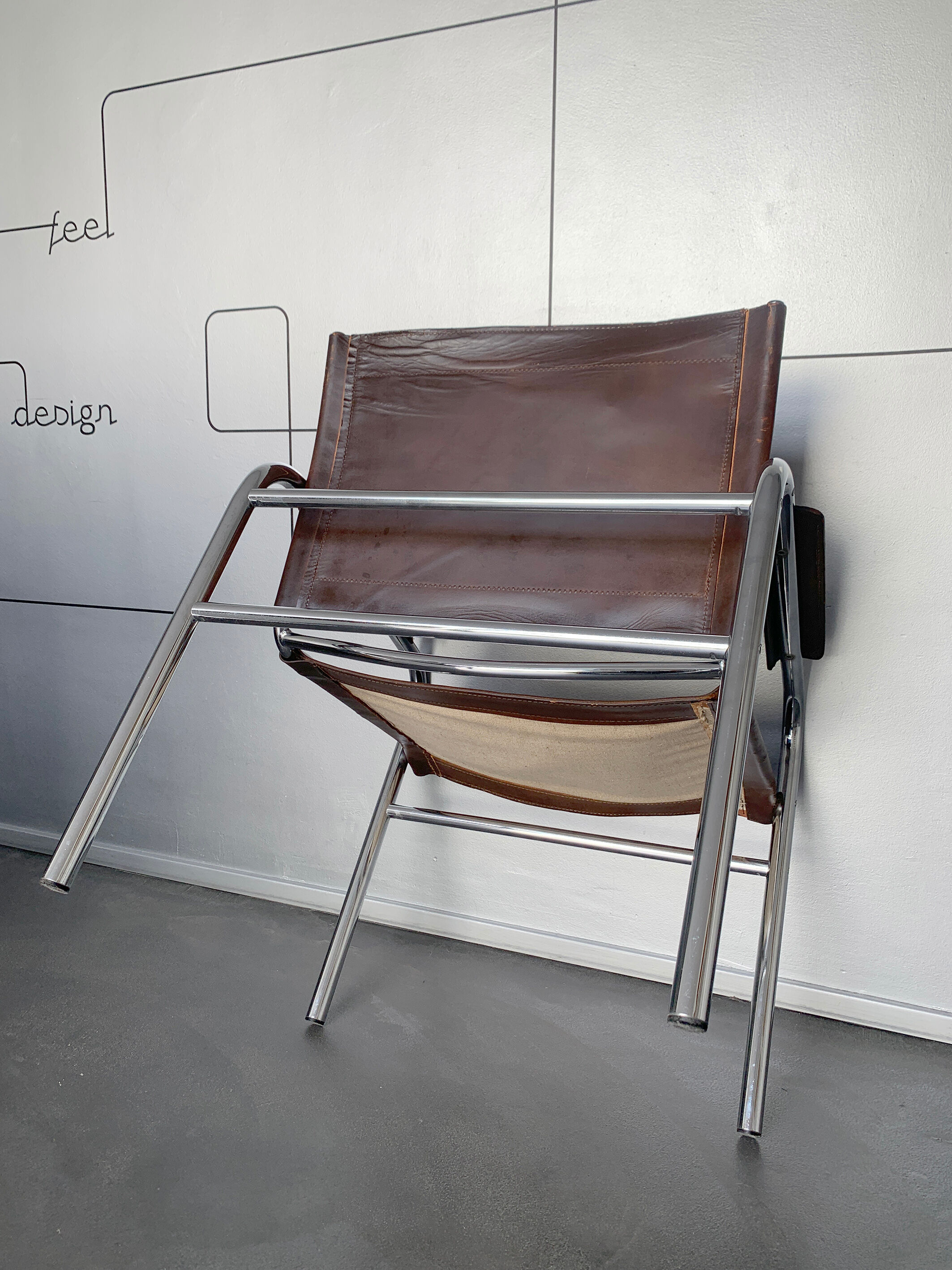 'Klinte' armchair for Ikea, chrome & leather design Tord Bjorklund 1970s chair