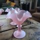 3 pink satin glass dessert bowls – 1950s