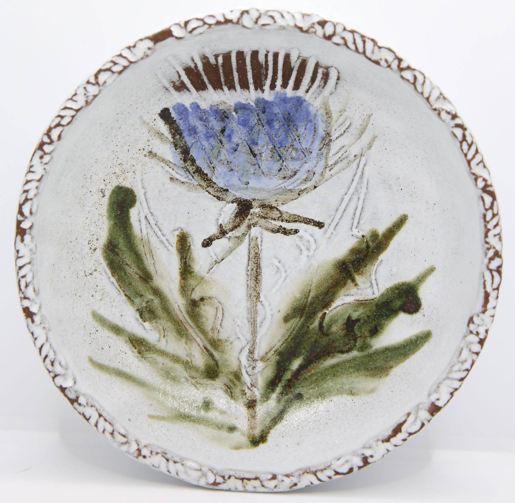 Thistle dish in chamotted earth by Albert Thiry in Vallauris